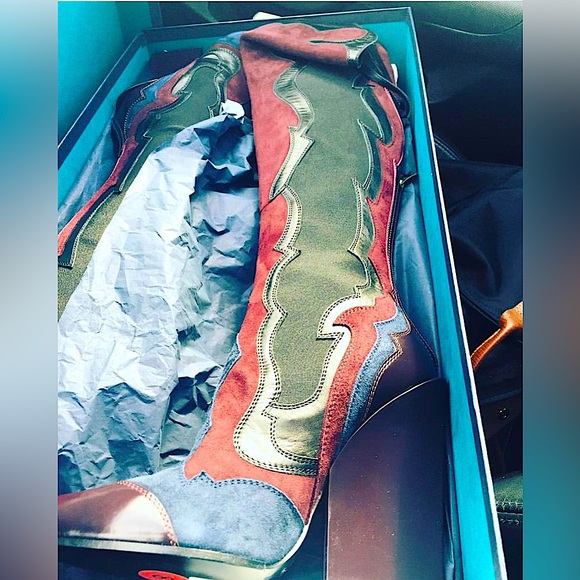 SERGIO ROSSI Suede Over The Knee Boots - Picture 2 of 3